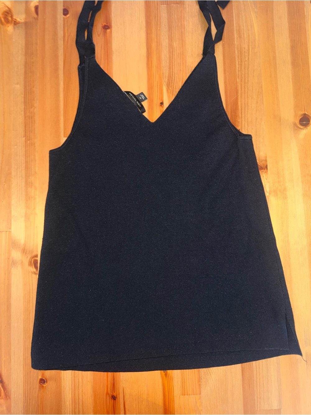 Ann Taylor Black V-Neck Tie-Shoulder Camisole